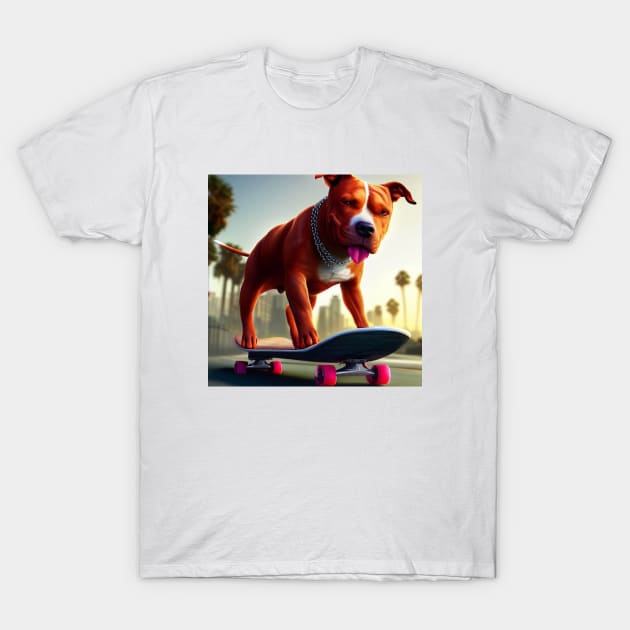 Pitbull Skateboard T-Shirt by Cringe-Designs